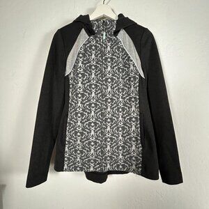 Anthropologie Pure + Good Women Gray Jacquard Thumbhole Zip Up Tara Hoodie Small